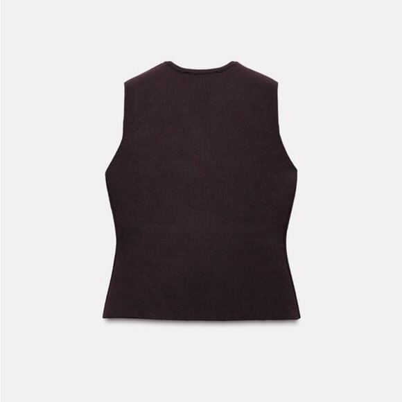 ZARA BASIC KNIT GOLD BUTTON TOP - Picture 7 of 8